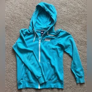 Nike zip up hoodie - Aqua Blue - Large